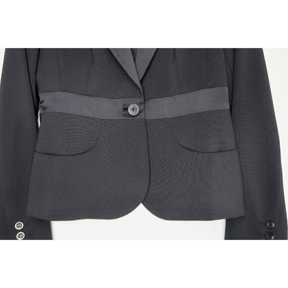 Laundry by Shelli Segal Crop Blazer Jacket Womens Size 4 Black Office Work - Picture 3 of 10